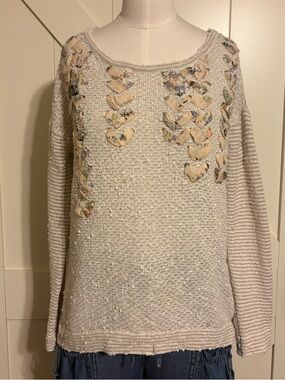 Anthropologie Akemi + Kin Textured Women's Sweater with Floral Applique